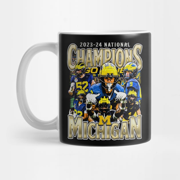 Michigan National Champs 2023-2024 Vintage Bootleg by Richard Michaud Art